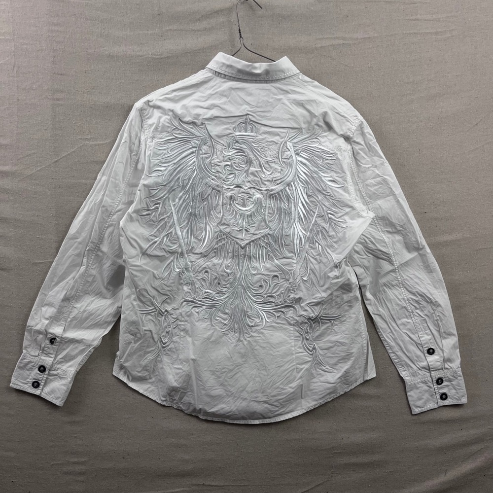 House of Lords Button Down Shirt XL White Embroidered Eagle Crest Long Sleeve